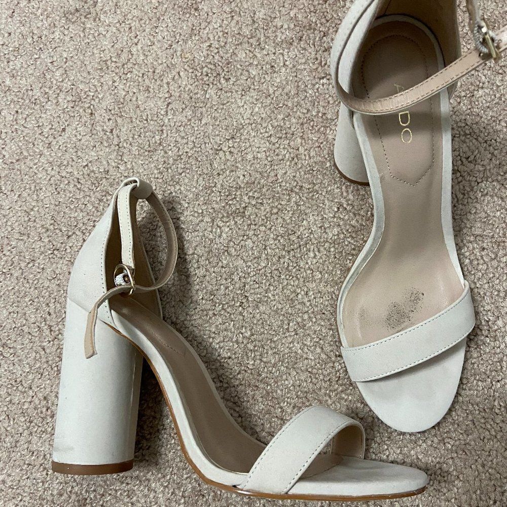 Aldo Light Gray Block Heels - Picture 2 of 4